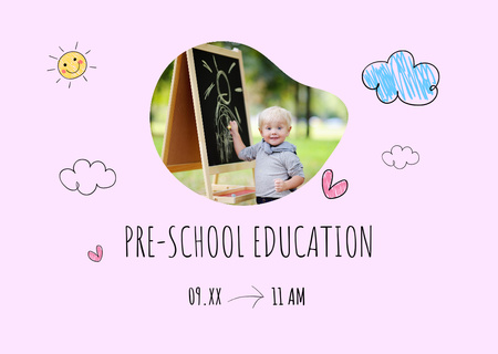 School Apply Announcement with Little Boy Flyer A6 Horizontal Design Template