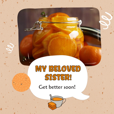 Designvorlage Get Better Soon For Sister With Oranges für Animated Post