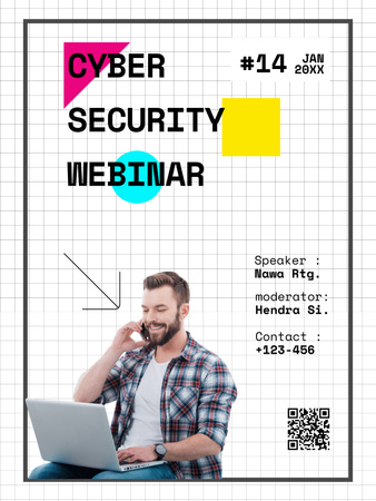 Webinaarin aihe kyberturvallisuudesta Poster US Design Template
