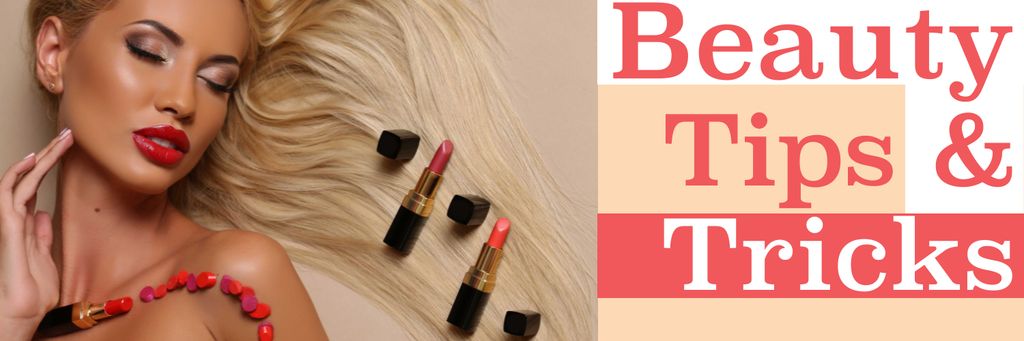 Advice On Beauty and Cosmetics with Lipsticks Twitter Šablona návrhu