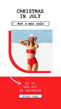 Christmas in July Swimwear Sale Announcement Instagram Video Story Design Template