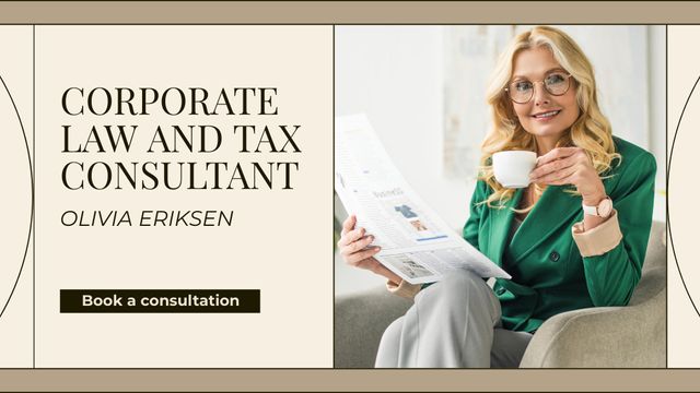 Platilla de diseño Corporate Law and Tax Consultant Services Offer Title