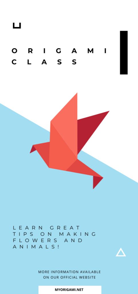 Szablon projektu Origami Classes Invitation with Red Paper Bird Flyer DIN Large