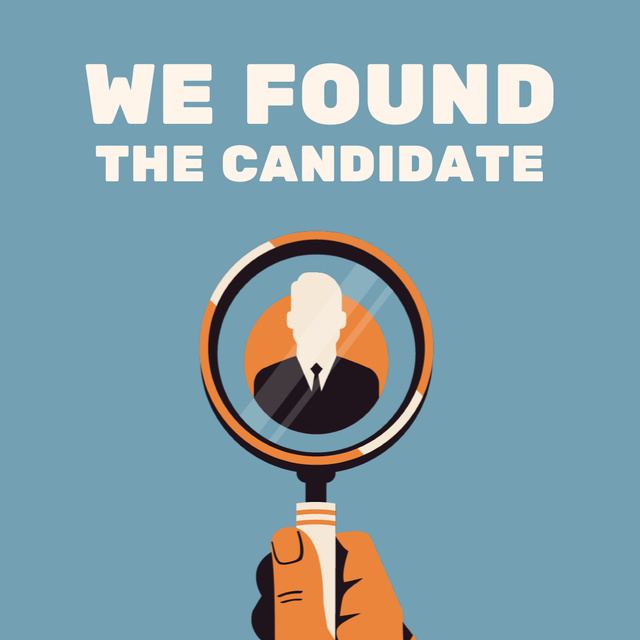 Designvorlage Searching Candidates Hand with Magnifying Glass für Animated Post