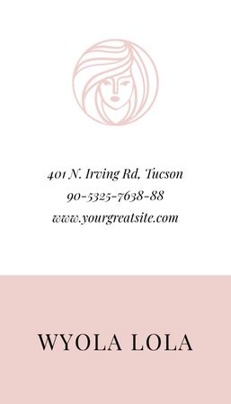 Female Face Illustration on Pink Business Card US Vertical Design Template