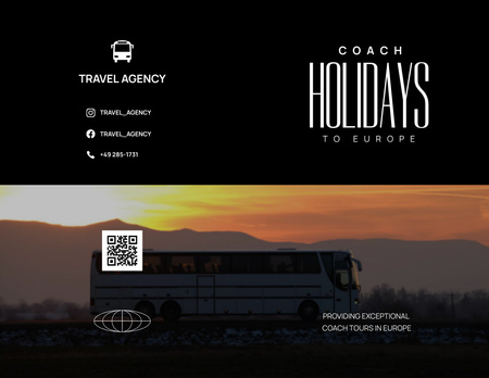 Bus Travel Tours Ad Brochure 8.5x11in Bi-fold Design Template
