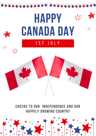 Cheerful Canada Day Celebration Announcement With State Flag Poster Design Template