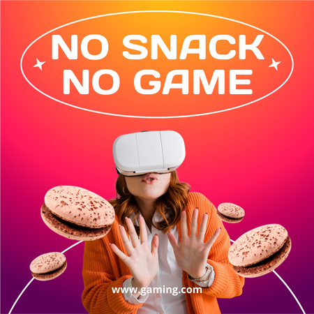 Ontwerpsjabloon van Instagram van Snacks voor gamers rood verloop