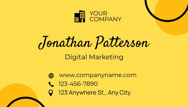 Digital Marketing Specialist Ad In Yellow Business Card US Design Template