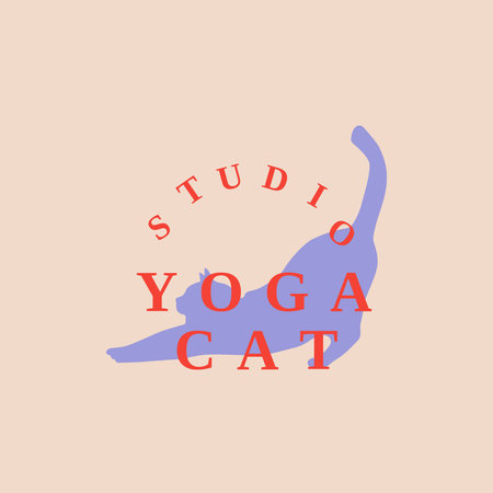 Yoga Studio Ad with Cute Cat Logoデザインテンプレート
