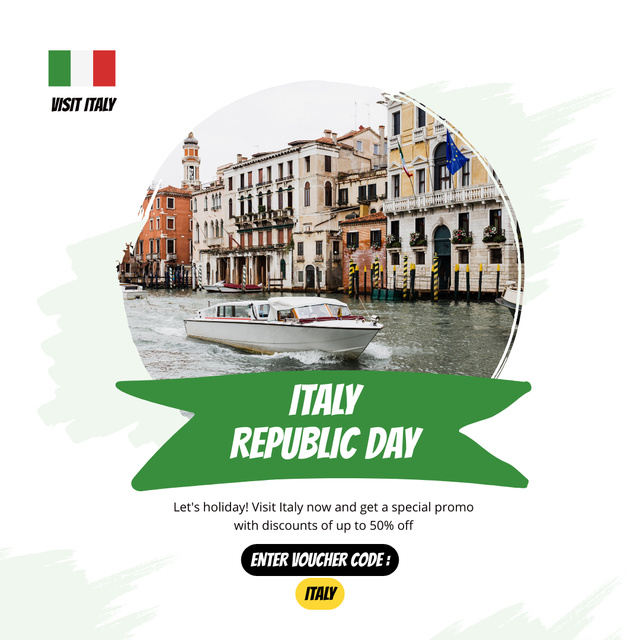 Designvorlage Special Tour Promo To Venice With Promo Code für Instagram
