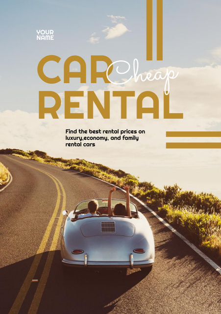 Car Rent Offer with Friends in Cabriolet Flyer A5 tervezősablon