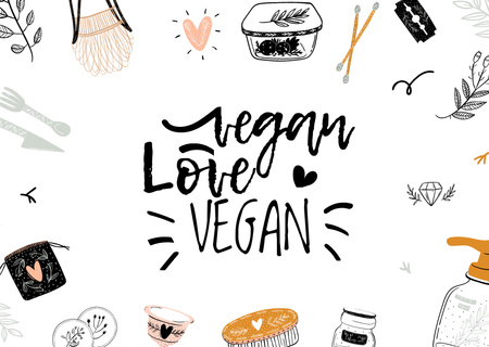 Vegan Lifestyle Concept with Eco Products Card Design Template