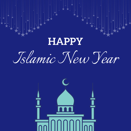 Ontwerpsjabloon van Instagram van Moskee voor islamitische nieuwjaarswensen