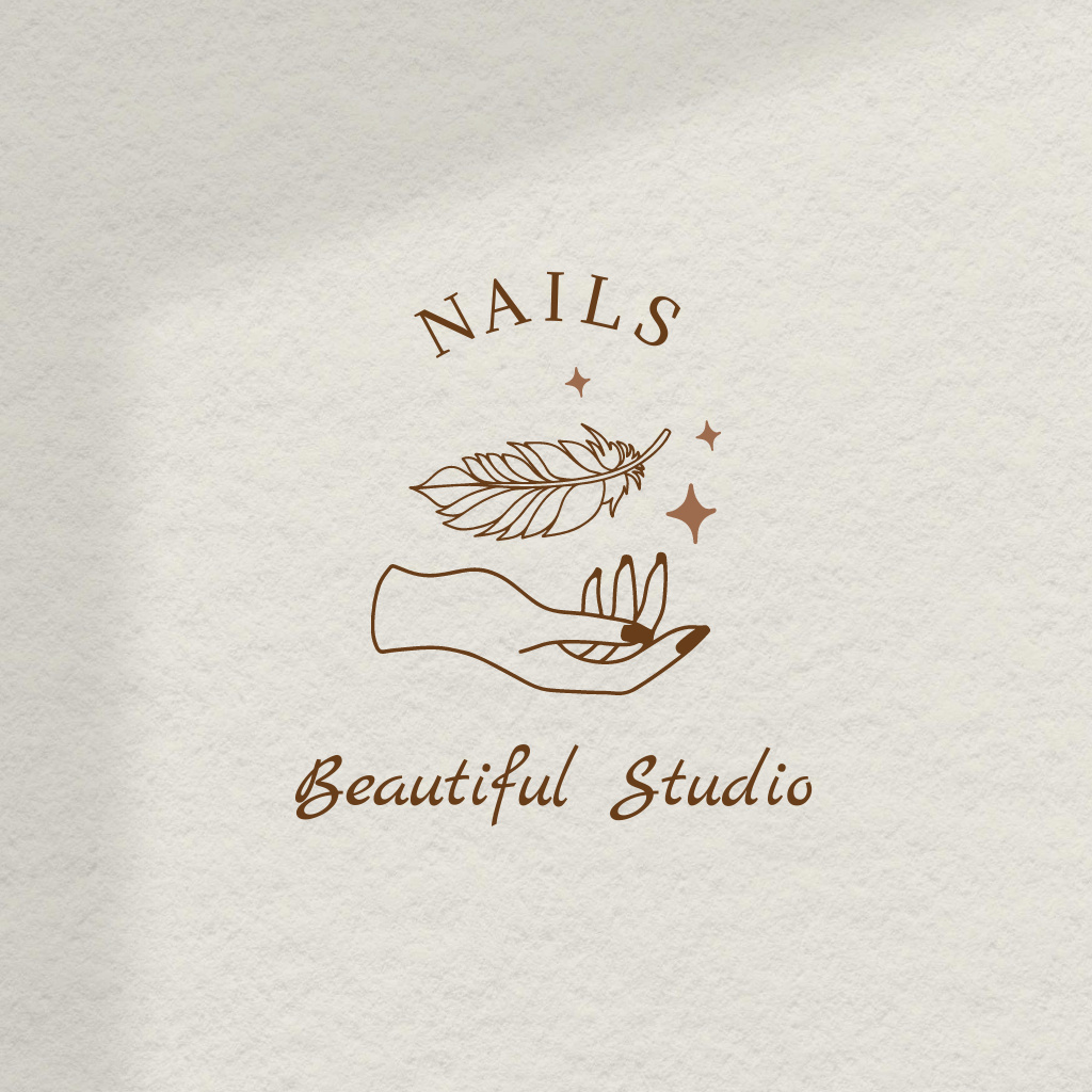 Invigorating Nail Studio Services Offered In Beige Logo Šablona návrhu