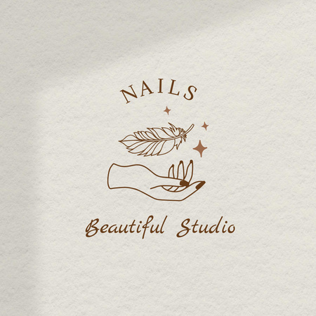 Invigorating Nail Studio Services Offered In Beige Logo Design Template