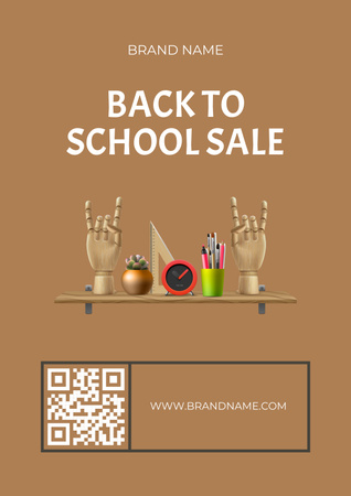 Anúncio de venda escolar em bege Poster Modelo de Design