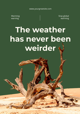 Global Warming Awareness with Drying Land Poster A3 Tasarım Şablonu