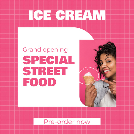Street Food Ad with Special Offer of Ice Cream Instagram Design Template