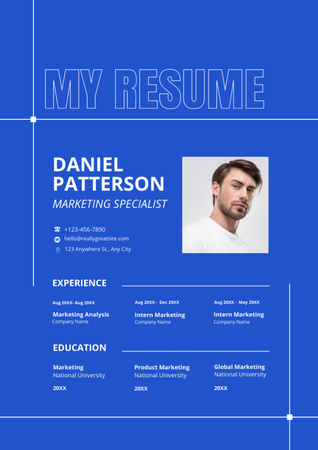 Platilla de diseño Marketing Specialist Skills And Experience Resume