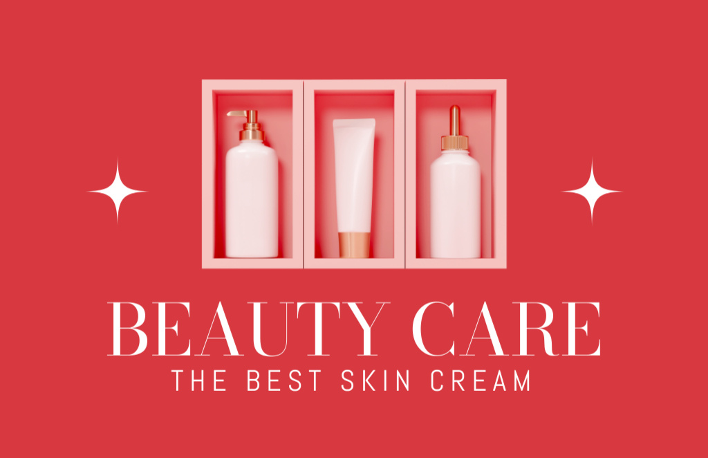 Skin Cream Discount Loyalty Program on Red Business Card 85x55mm – шаблон для дизайна