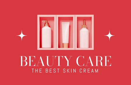 Designvorlage Skin Cream Discount Loyalty Program on Red für Business Card 85x55mm