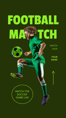 Anúncio de jogo de futebol com jogador Instagram Story Modelo de Design