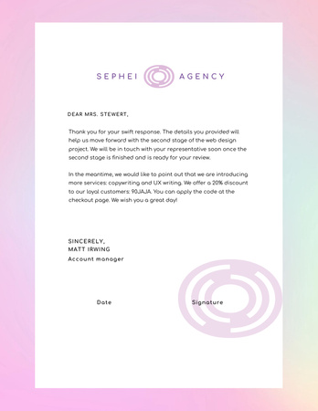 Business Agency Official Offer Letterhead 8.5x11in Design Template