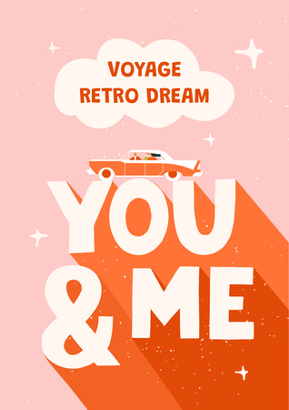 Platilla de diseño Travel Inspiration with Cool Retro Car Poster