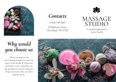 Massage Studio Advertisement with Flowers and Sea Salt