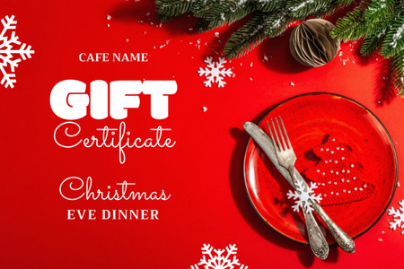 Template di design Christmas Eve Dinner Offer Gift Certificate