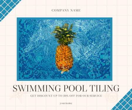Advertisement of Affordable Services on Swimming Pool Tiling Facebook Design Template