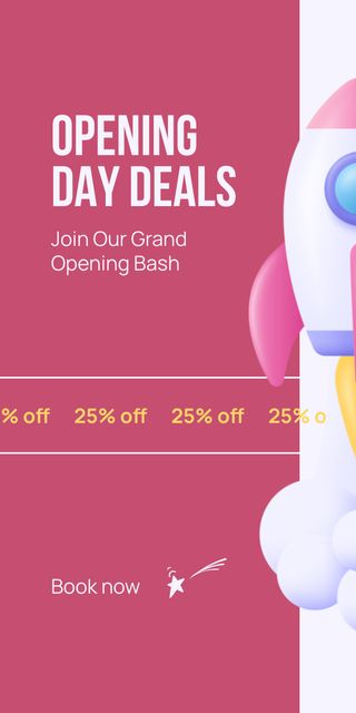 Grand Opening Day Deals And Booking Announcement Graphic Modelo de Design