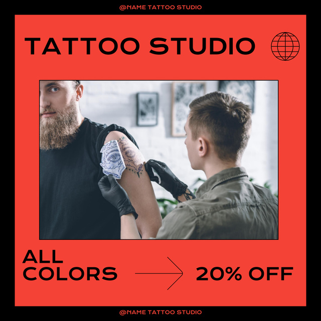 Reliable Tattoo Studio With Discount For All Colors Instagram tervezősablon