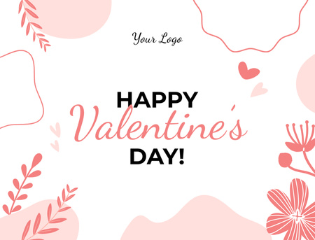 Template di design Valentine's Day Greeting with Floral Illustration Postcard 4.2x5.5in