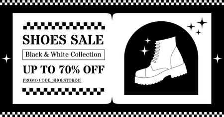 Special Offer of Shoes Sale with Illustration of Boot Facebook AD Design Template