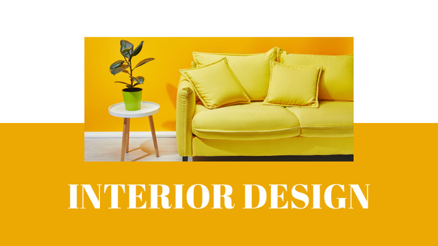 Vivid Yellow Interior Design Presentation Wide Tasarım Şablonu