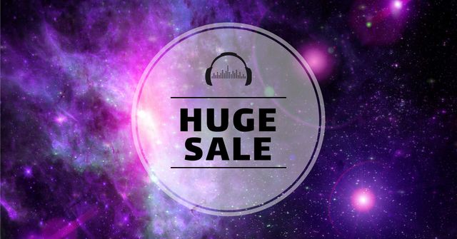 Sale Announcement with Purple Galaxy Facebook AD Design Template