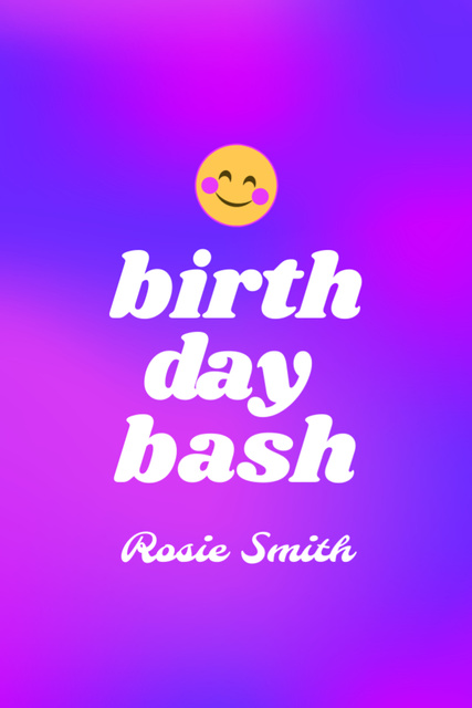 Modèle de visuel Minimalist Birthday Party Announcement on Purple Gradient - Flyer 4x6in