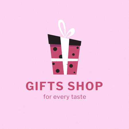 Template di design annuncio negozio di souvenir con scatola regalo Logo