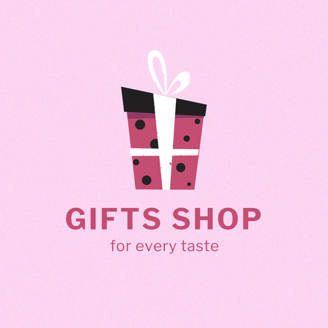 Gift Shop Ad with Present Box Logo Šablona návrhu