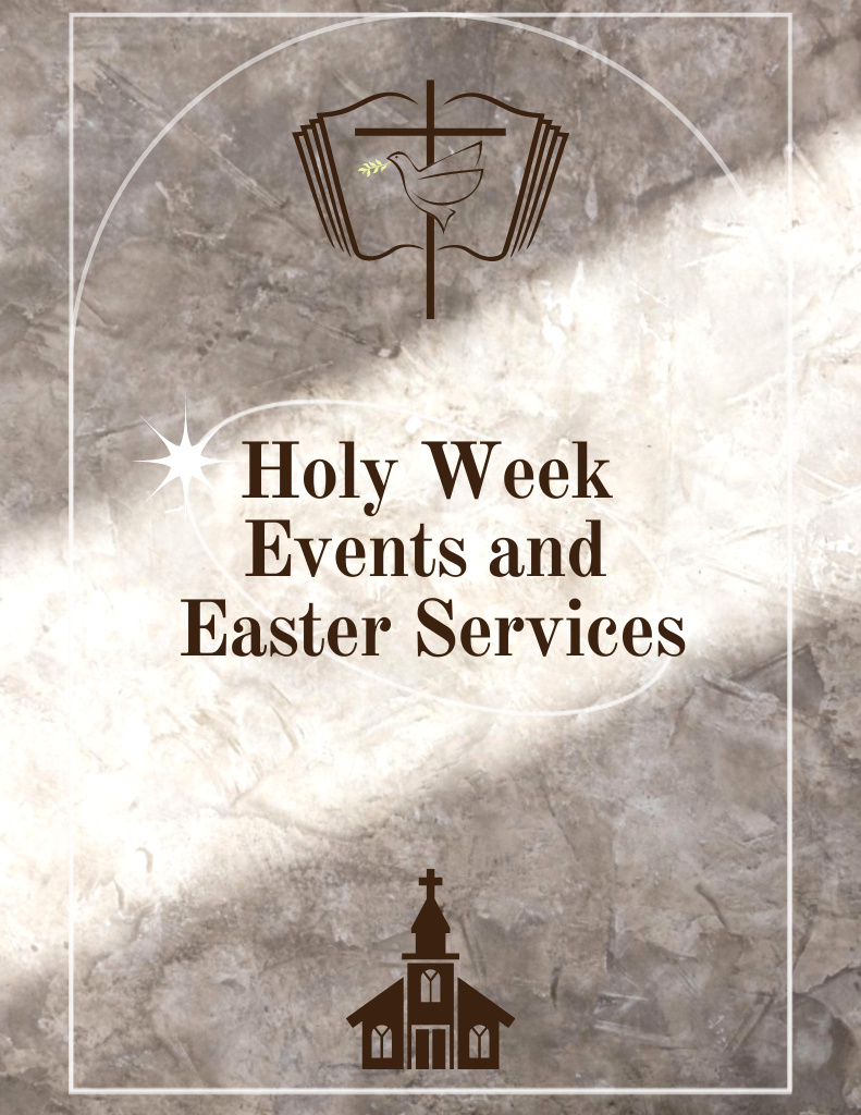 Easter Services Ad with Ray of Light on Marble Flyer 8.5x11in Design Template
