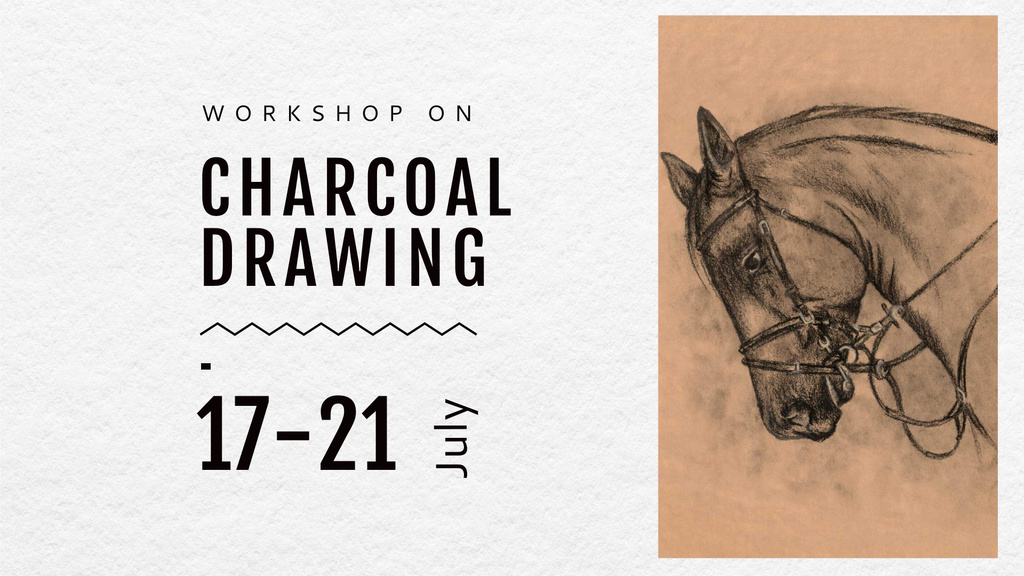 Charcoal Drawing of Horse FB event cover – шаблон для дизайна
