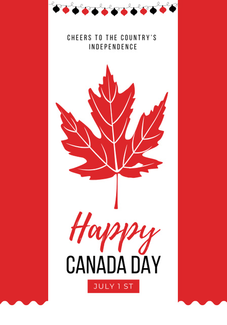 Canada Day Celebration Announcement with Red Maple Leaf Poster 28x40in Design Template