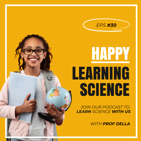Ontwerpsjabloon van Podcast Cover van Podcast about Science with Kid Holding Globe