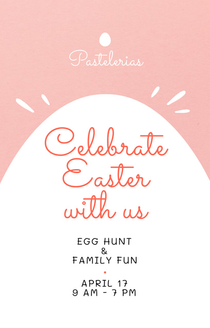 Easter Holiday Celebration Announcement In Pink with Egg Invitation 4.6x7.2in tervezősablon