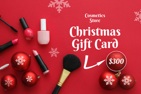 Ontwerpsjabloon van Gift Certificate van Cosmetics Offer on Christmas