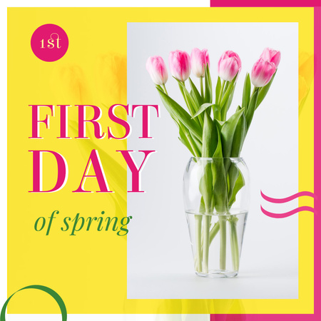 Tulips bouquet in vase for First Day of Spring Instagram AD Design Template