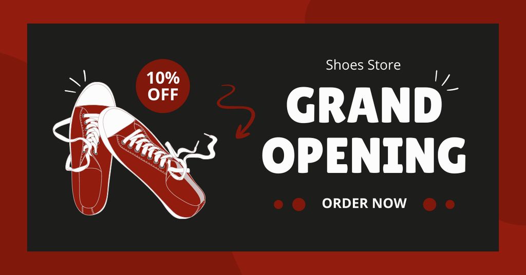 Plantilla de diseño de Stylish Sneakers At Reduced Price Due Shop Grand Opening Facebook AD 