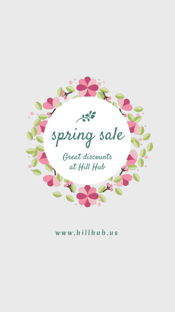 Spring Sale Frame with Green Plants Instagram Video Story Design Template